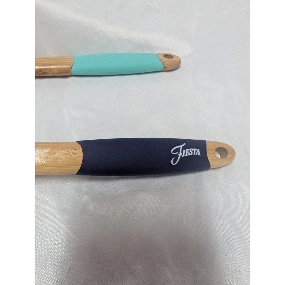 Fiesta Bamboo Silicone Spatula Set Of 2 Rubber Grip 14